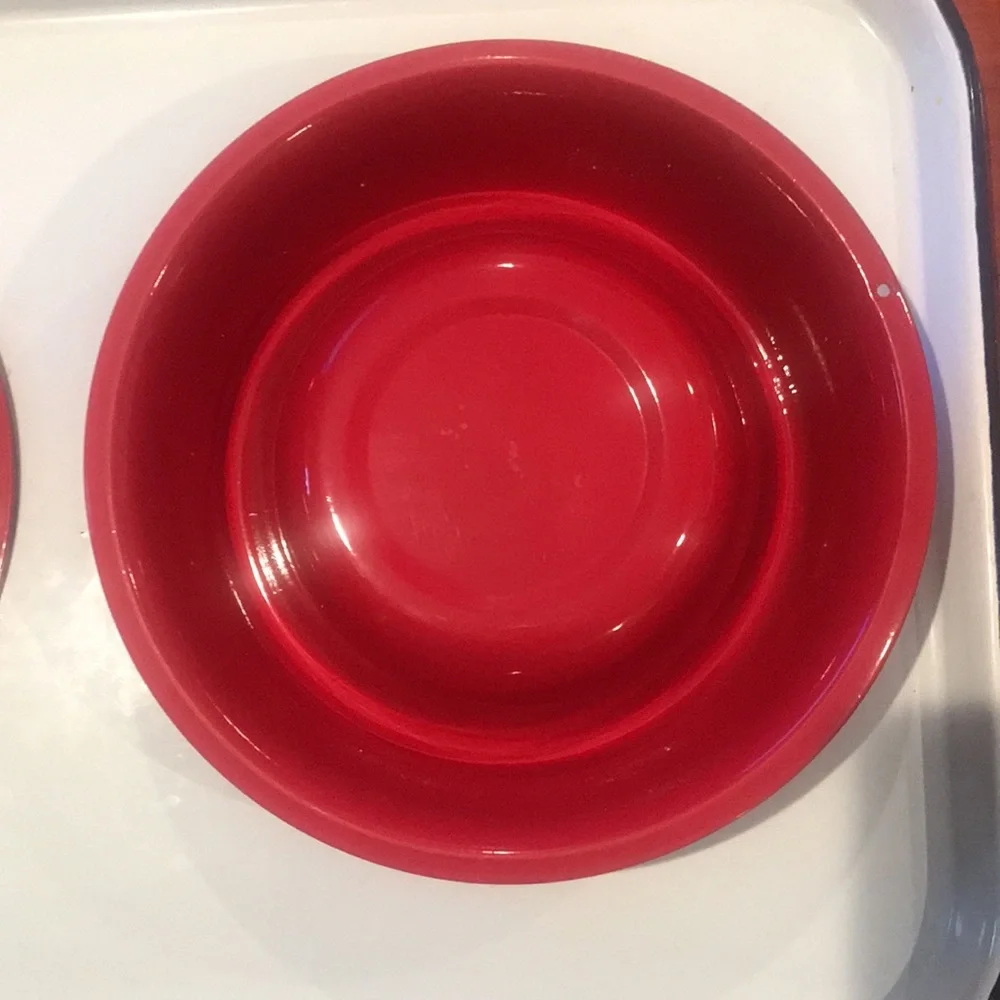 Pet Bowls Red and White Floral 2